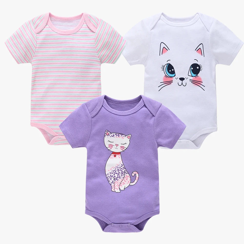 3/6 pcs a lot Baby Girls Clothes pour nouveaux Cotton Short Sleeve Girl Bodysuit 0-12 Months Newborn Boys Clothing Toddler Econic Blanks